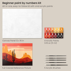 Arteza Desert Paint by Number Kit for Adults, 12x16 In, 21 Pieces