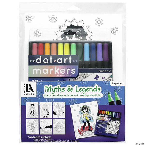 Leisure Arts Dot Art Myths & Legends Coloring Set with Markers