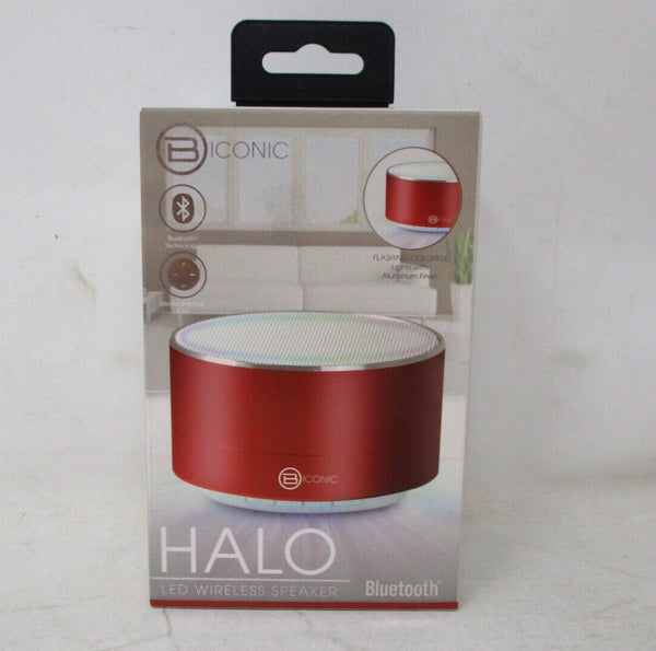 B Iconic Halo Wireless Speaker – Bass Boosting Bluetooth Sound in Red