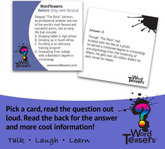 Word Teasers Before They Were Famous Trivia Card Game