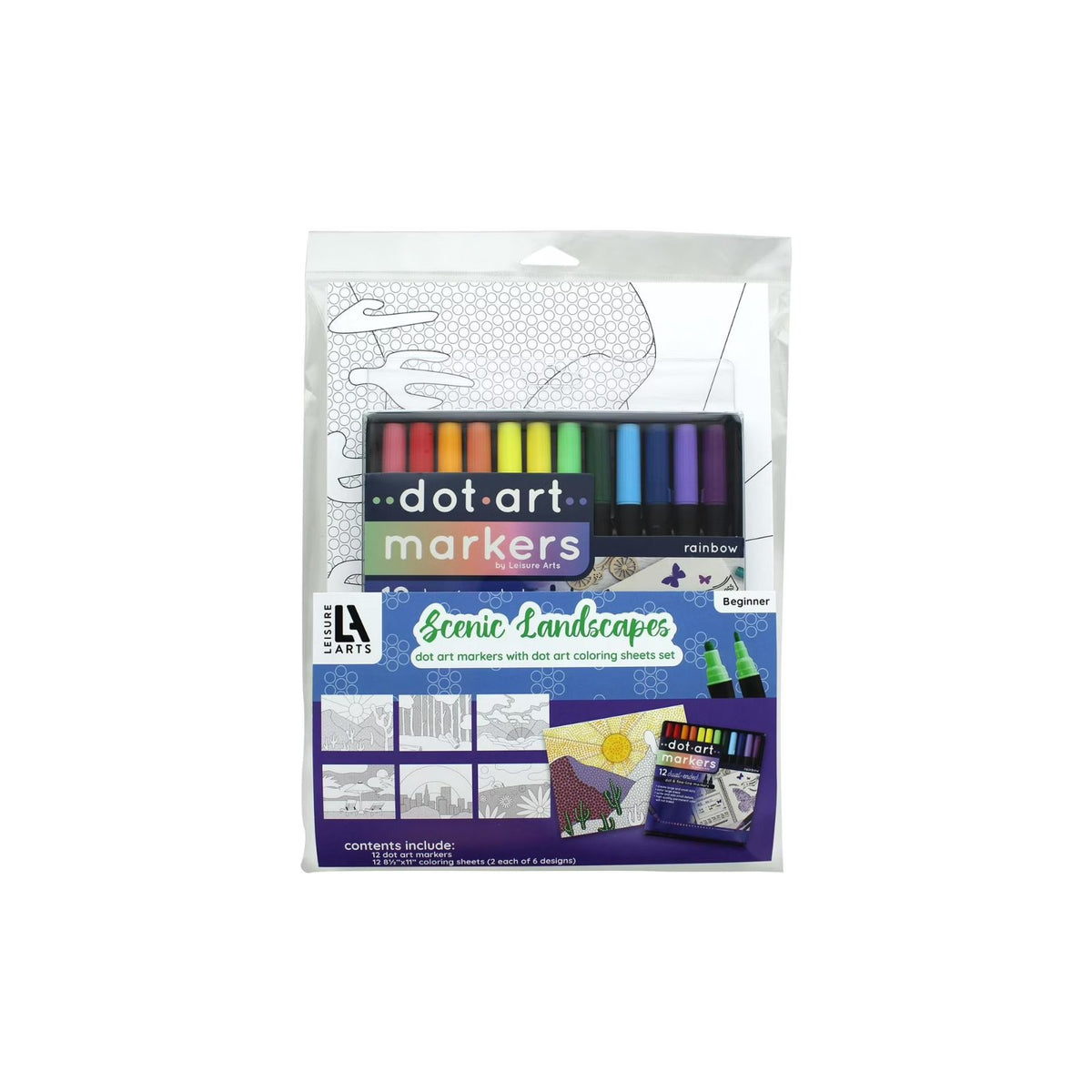 Leisure Arts Dot Art Landscape Coloring Sheets Set