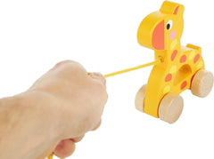 Toy Chest Giraffe Wooden Pull Toy – Classic Solid Wood Toddler Toy