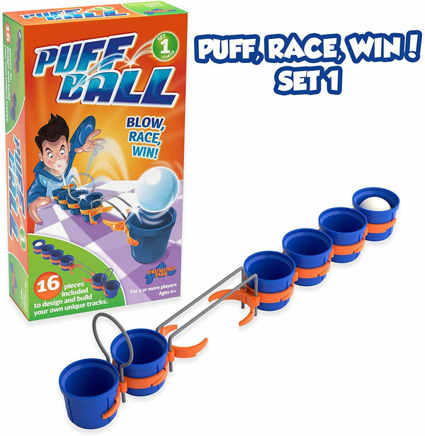 TOMY Puff Ball Party Game Starter Set – 16-Piece Racing Game