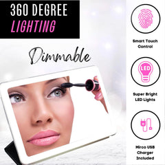 Onyx LED Portable Makeup Mirror – Dimmable, Rechargeable & Travel-Ready