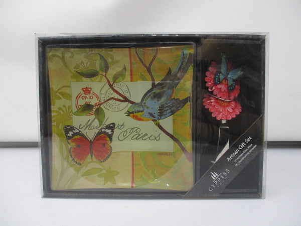 Cypress Home Artisan Glass Plate & Spreader Gift Set