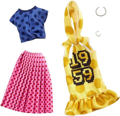 Barbie Fashion Pack – Yellow Polka Dot Hoodie Dress & 2 Complete Outfits