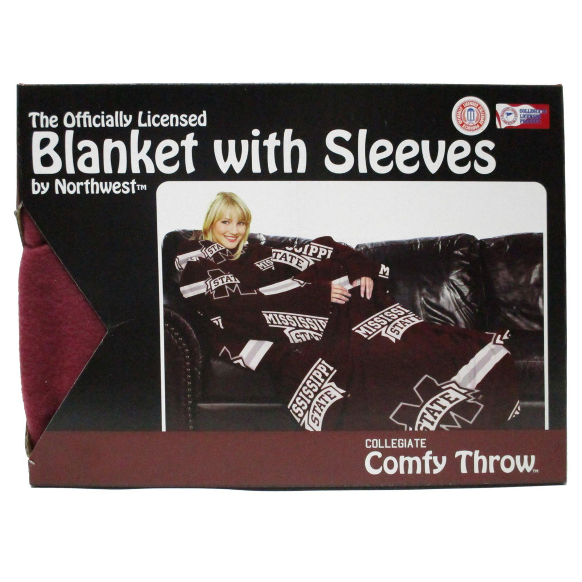 Northwest Mississippi State Bulldogs Comfy Throw Blanket with Sleeves