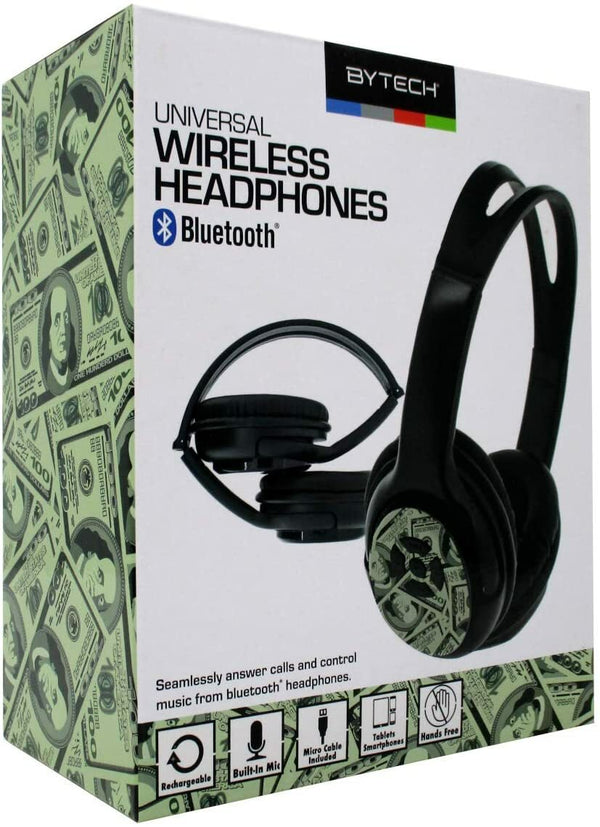 Bytech Dollar Bills Wireless Bluetooth Over-Ear Headphones