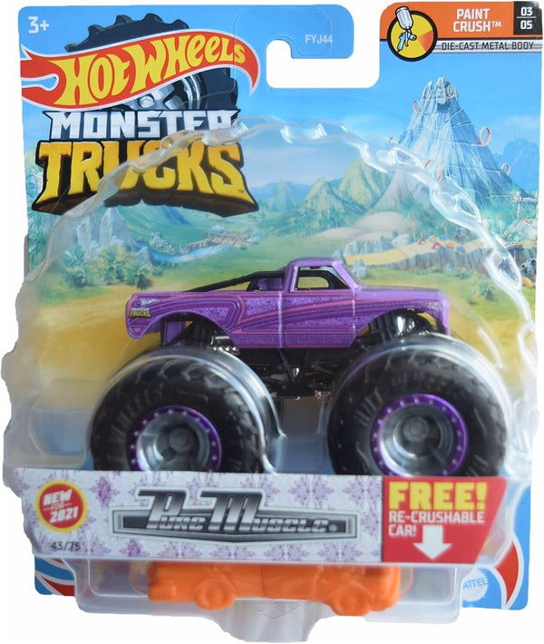 Hot Wheels Monster Trucks Paint Crush Pure Muscle with Re-Crushable Car