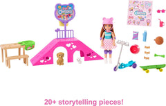 Barbie Chelsea Skate Park Playset with Puppies & 15+ Accessories