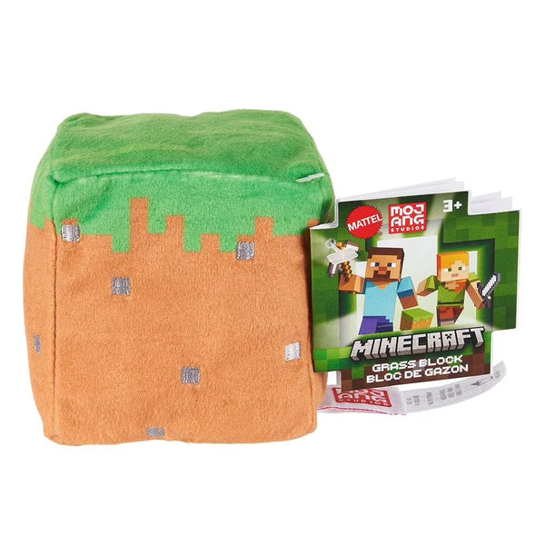 Mattel Minecraft Grass Block Mini Plush | Soft Collectible Cube