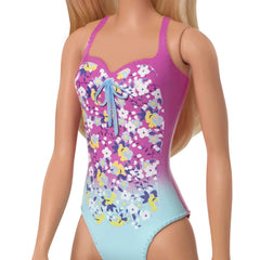 Barbie Beach Doll – Blonde Hair & Floral Swimsuit