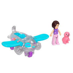 Mattel Polly Pocket Pollyville Plane Vehicle Set with Mini Doll & Pet