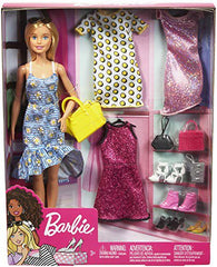 Barbie Doll with 4 Complete Outfits, Shoes & Accessories Set