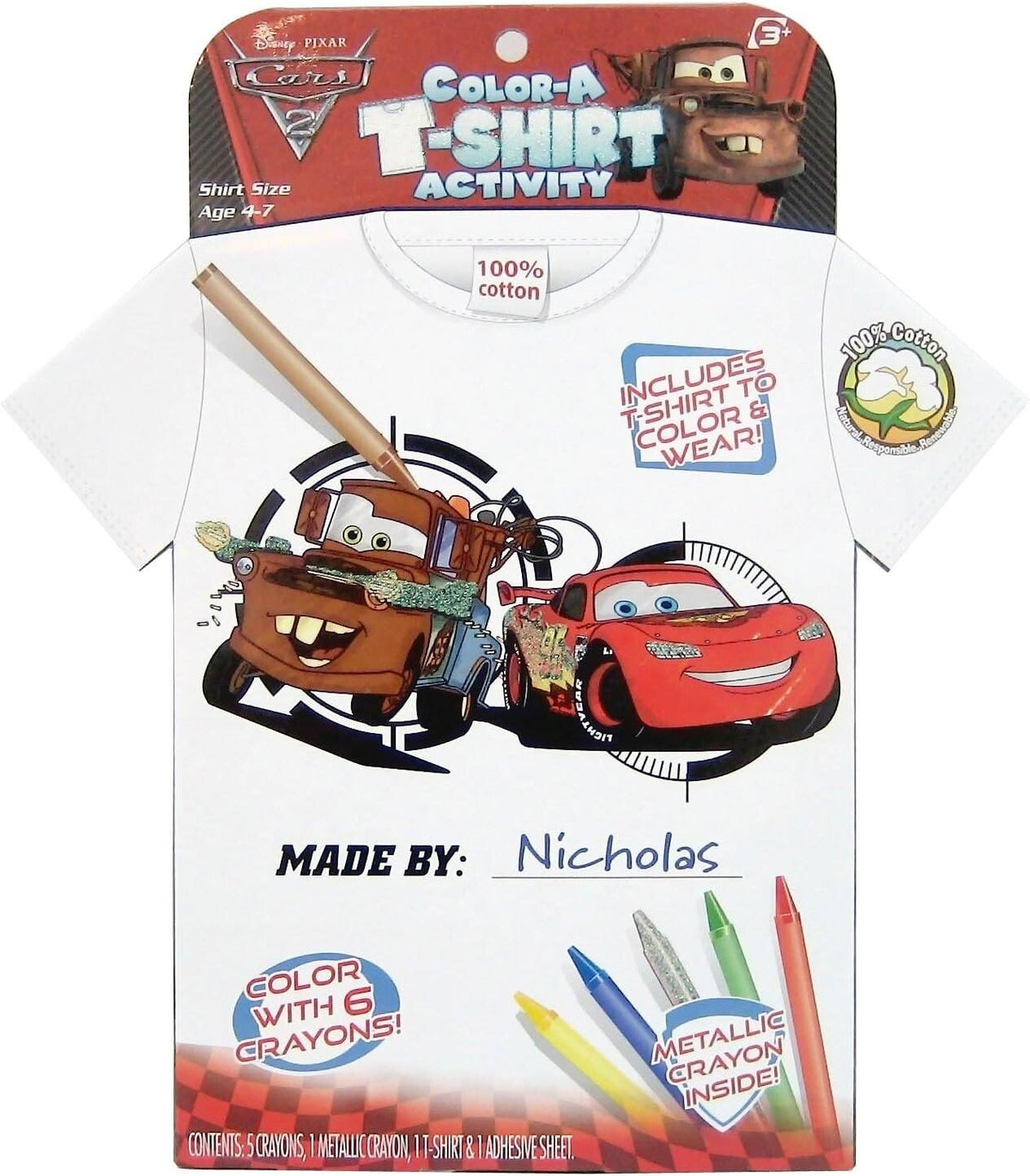 Tara Toy Cars 2 Color-A-T-Shirt Kids DIY Fashion Activity Kit