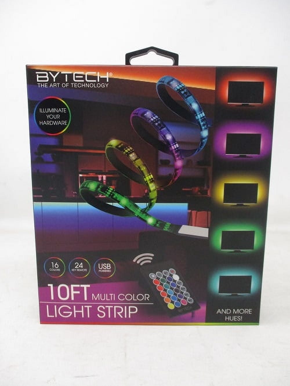 Bytech 10 ft USB LED Light Strip | Multi-Color & Strobe Modes