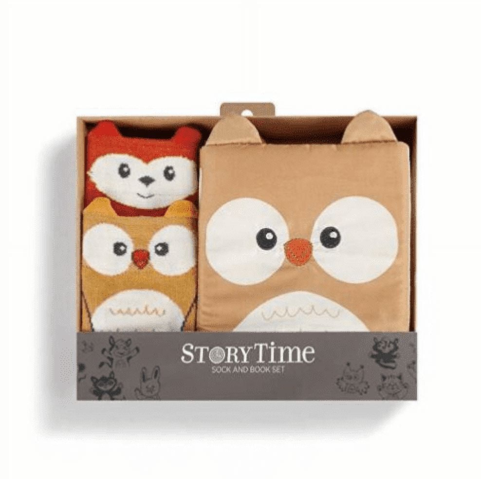 Fox & Owl Stretch Cotton Knee High Socks & Book Gift Set | 18-36M