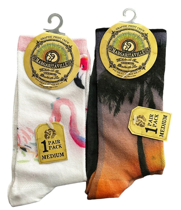Margaritaville Flamingo & Palm Tree Graphic Crew Socks 2-Pack