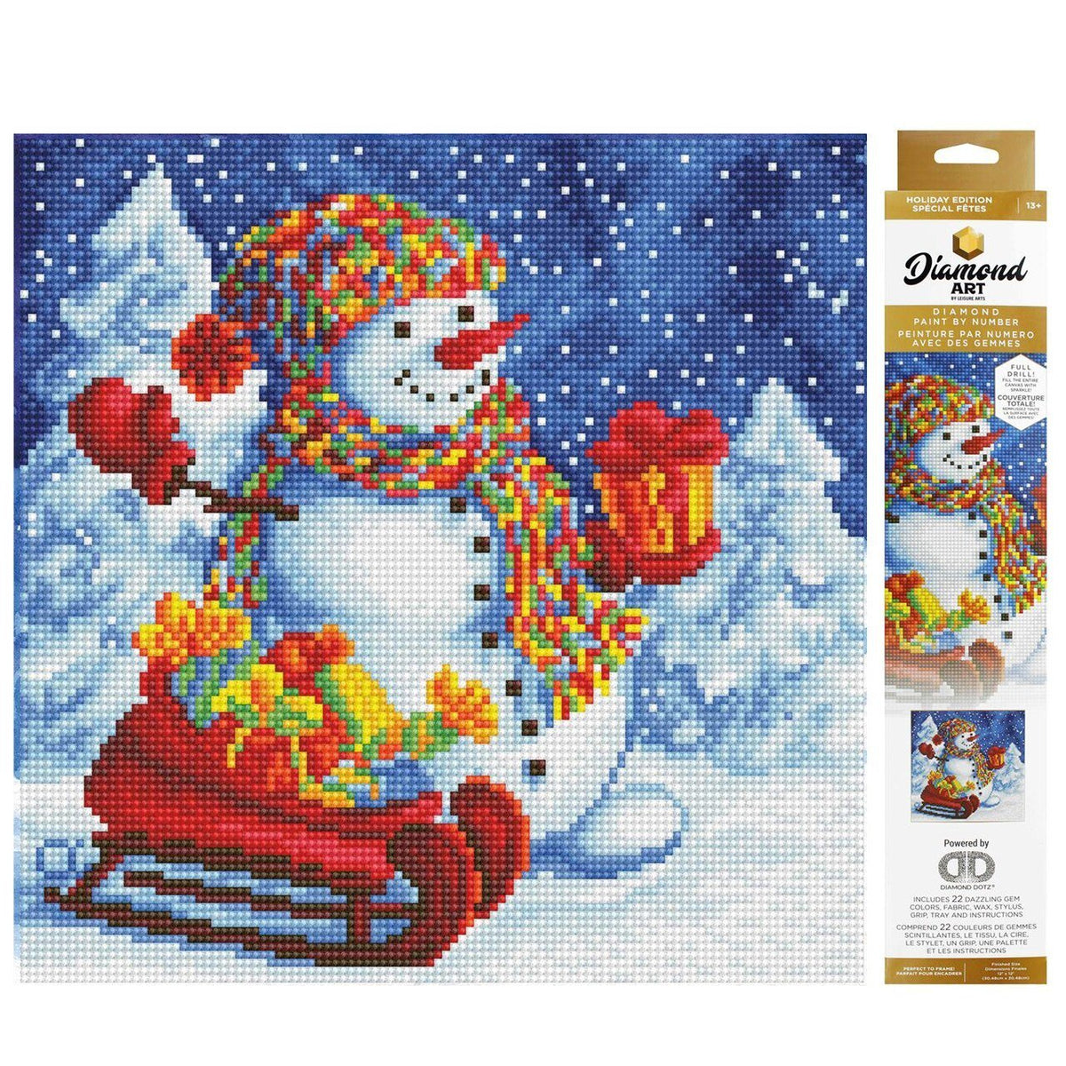 Leisure Arts Diamond Art Holiday Snowman Fun 16x20 Kit