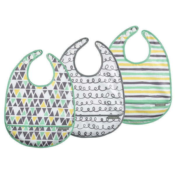 JJ Cole Baby Pocket Bib Set – 50 Shapes of Grey, Pack of 3