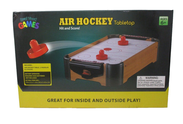 Real Wood Games Tabletop Air Hockey Set with Paddles & Pucks