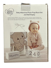 Precious Moments Elephant Baby Milestone Photo Block & Wall Display Set