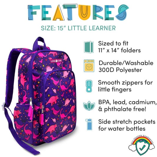 LONECONE Pink-O-Saurus Rex Kids' 15" Backpack