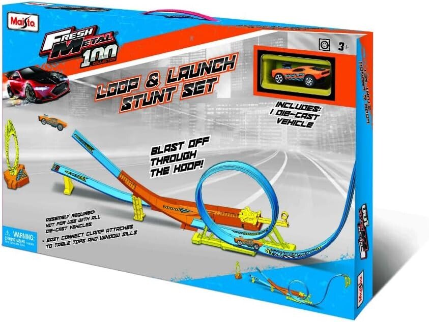 Maisto Fresh Metal Loop & Launch Stunt Track Set with Die-Cast Car