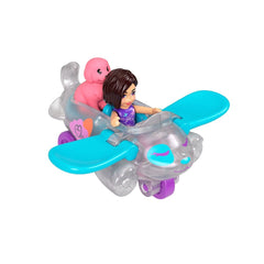 Mattel Polly Pocket Pollyville Plane Vehicle Set with Mini Doll & Pet