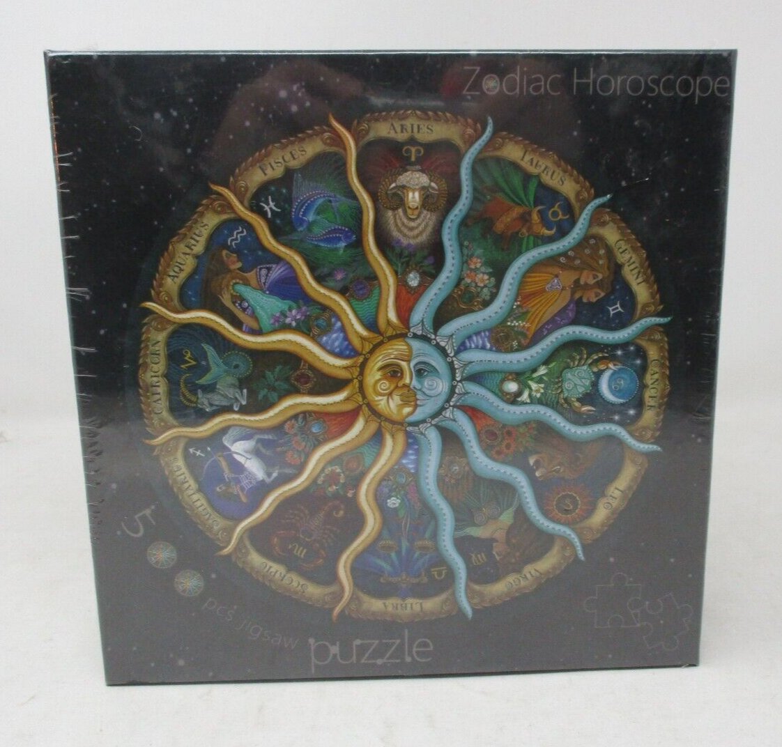 Zodiac Horoscopes 500 Piece Round Jigsaw Puzzle – 12 Signs