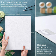 Arteza Paint by Numbers Kit – Monstera, 12x16 In, 21 Pieces