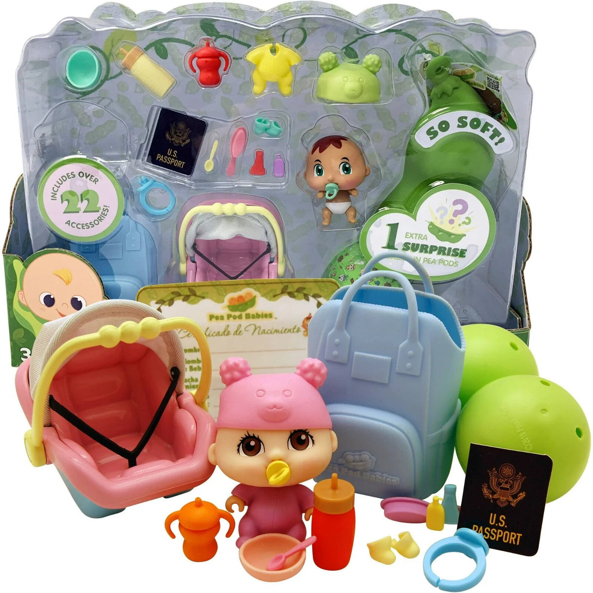 Pea Pod Babies Little Travel Set – 2 Mini Collectible Dolls