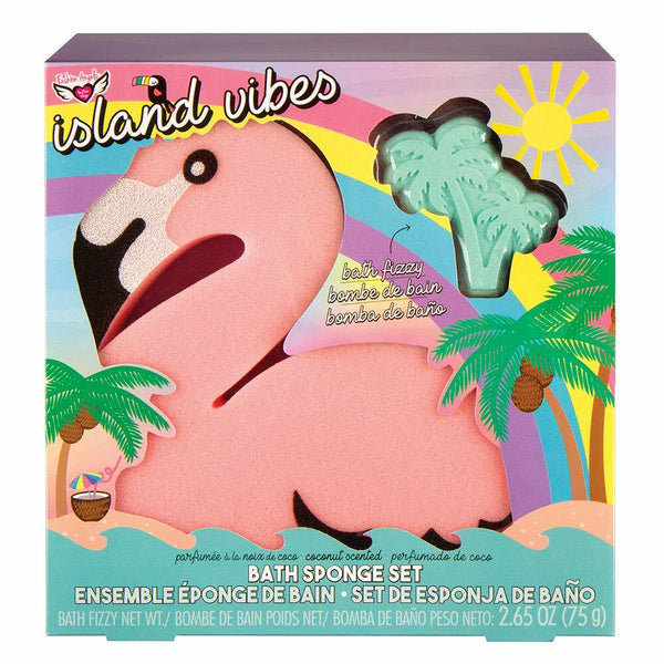 Fashion Angels Flamingo Vibes Bath Set with Sponge & Coconut Bath Bomb
