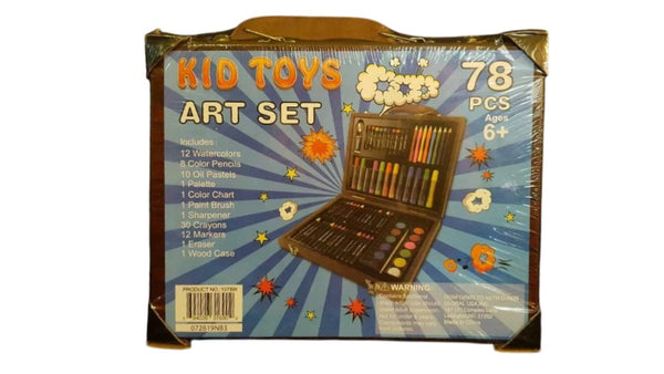 Global USA 78-Piece Kids Art Set with Wooden Storage Case