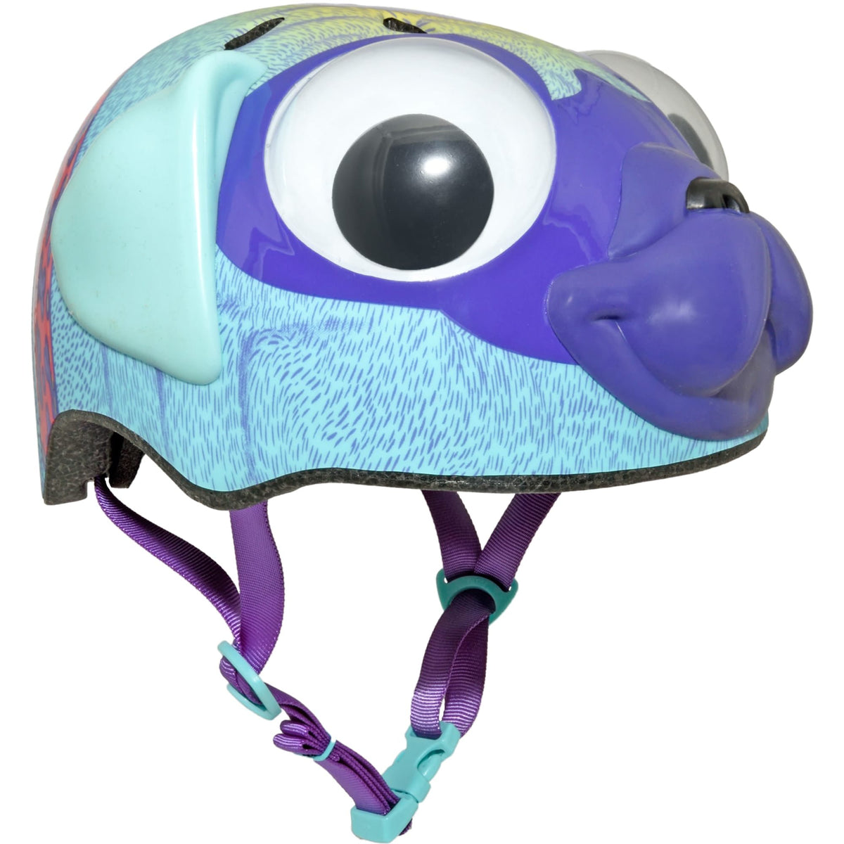 Raskullz Pugsley Pug Toddler Bike Helmet with Googly Eyes | Purple