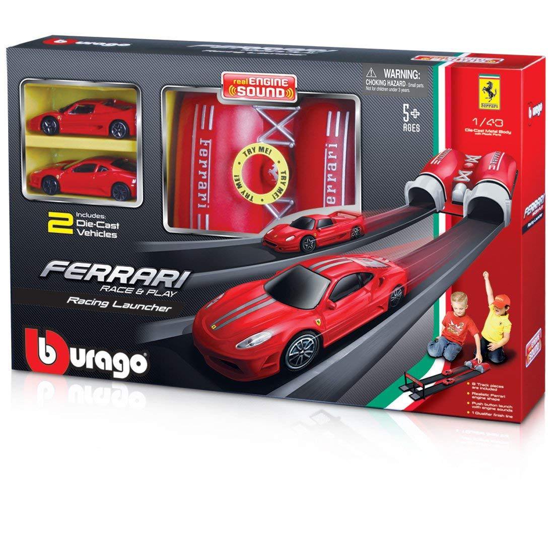 Bburago Ferrari Race & Play 1:43 Scale Launcher Set – Red