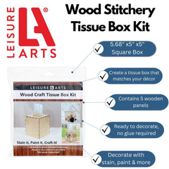 Leisure Arts Unfinished Wood Tissue Box Cover — Square Craft Kit
