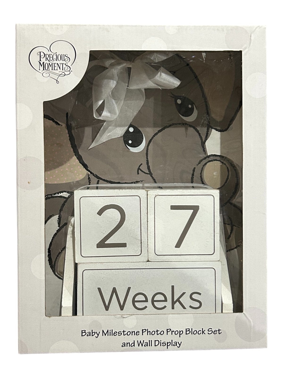 Precious Moments Elephant Baby Milestone Photo Block & Wall Display Set