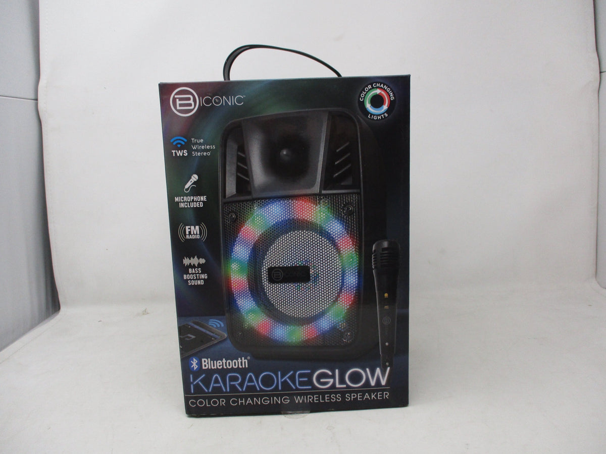 Biconic Bluetooth Karaoke Speaker with Color-Changing Glow Lights