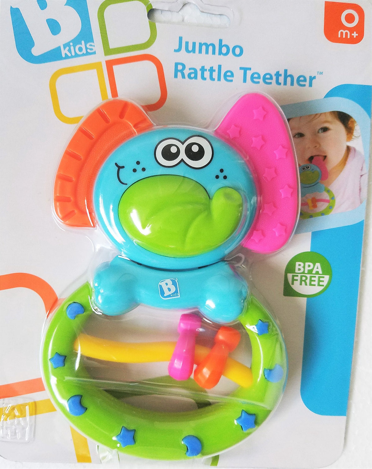 B. Kids Jumbo Rattle Teether – Soothing Grip Toy for Babies
