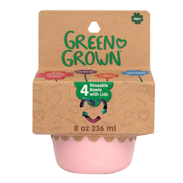 GreenGrown Reusable Toddler Snack Bowls with Lids | Pink 4-Pack