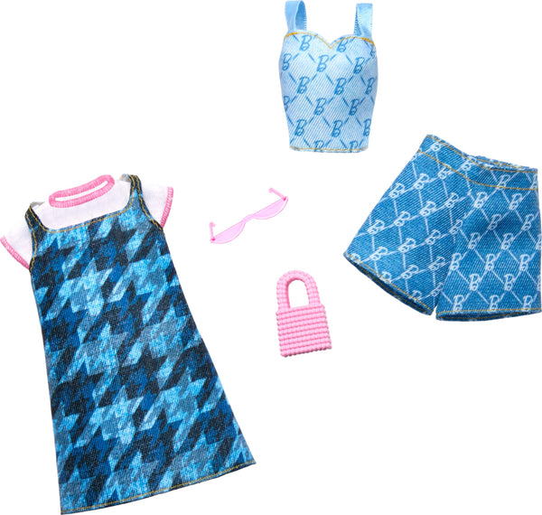 Barbie Fashions 2-Pack Denim Outfits Set with Accessories