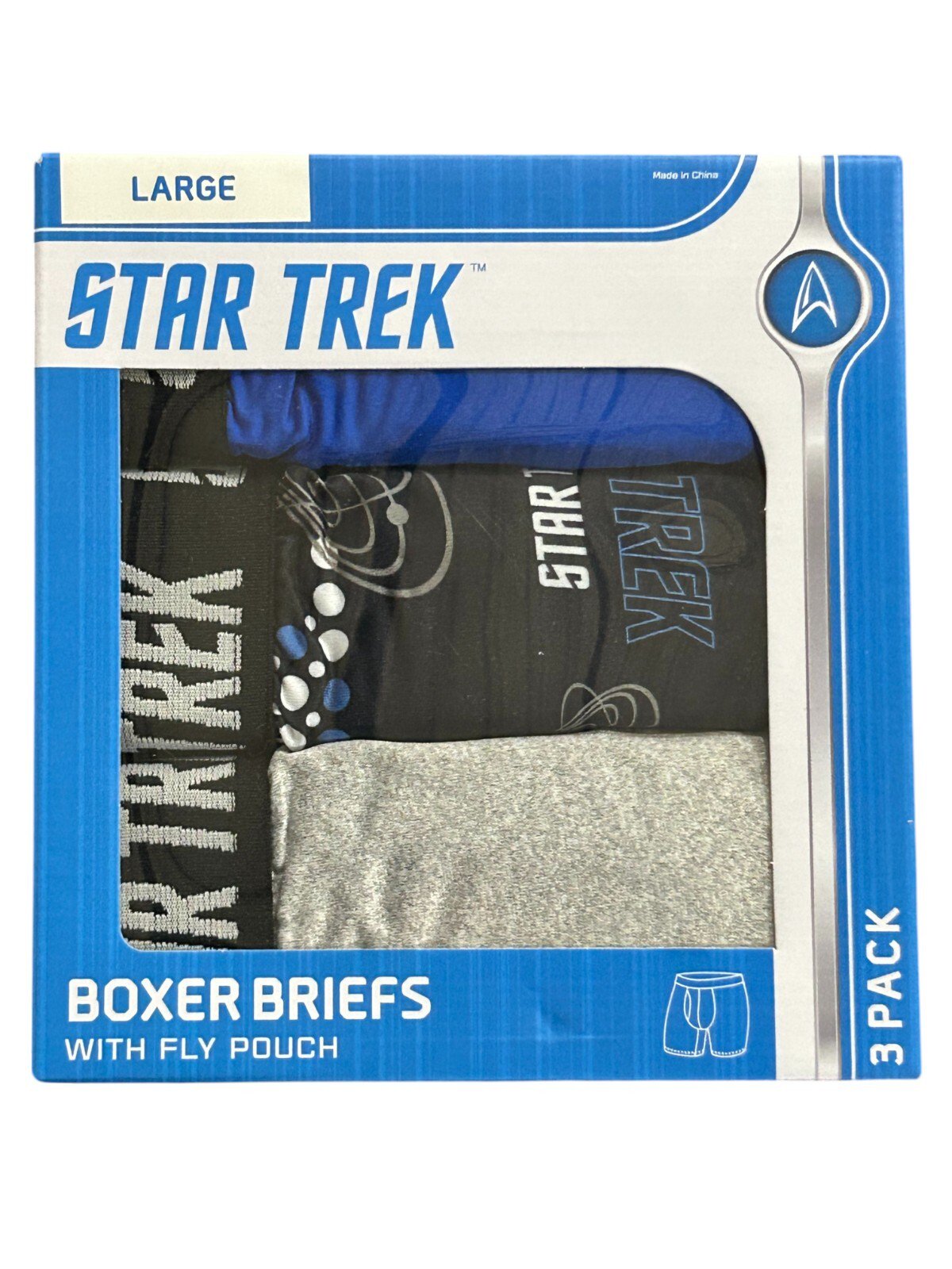 Briefly Stated Star Trek Men's Boxer Brief 3-Pack – Large