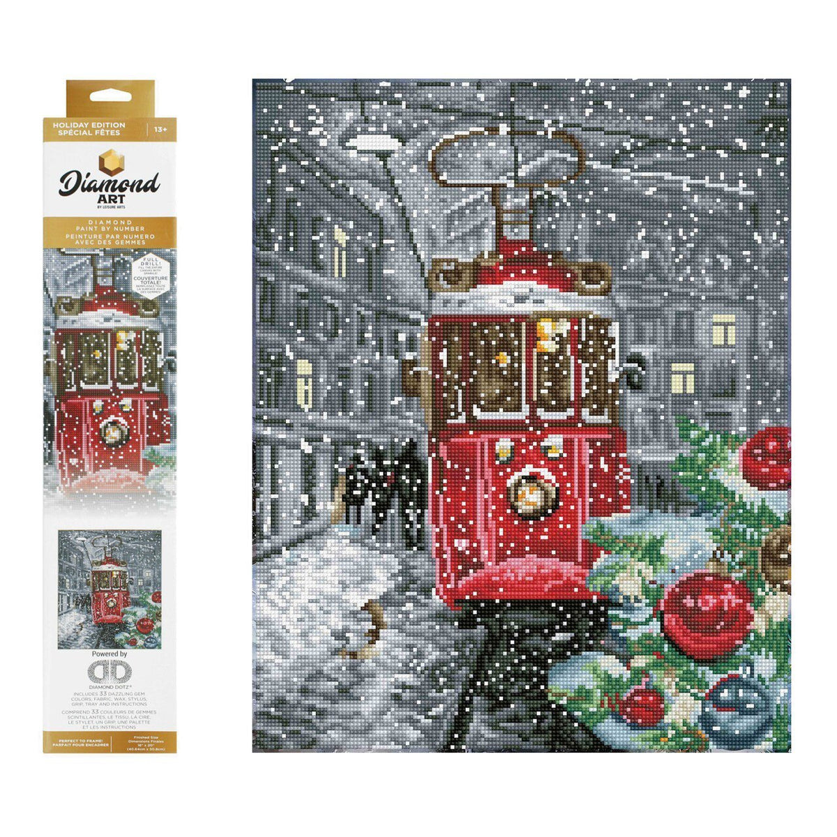 Leisure Arts Diamond Art Holiday Streetcar 16x20 Inch Kit