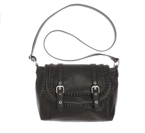 Kensie Belle Messenger Bag – Classic Black Pebbled Crossbody