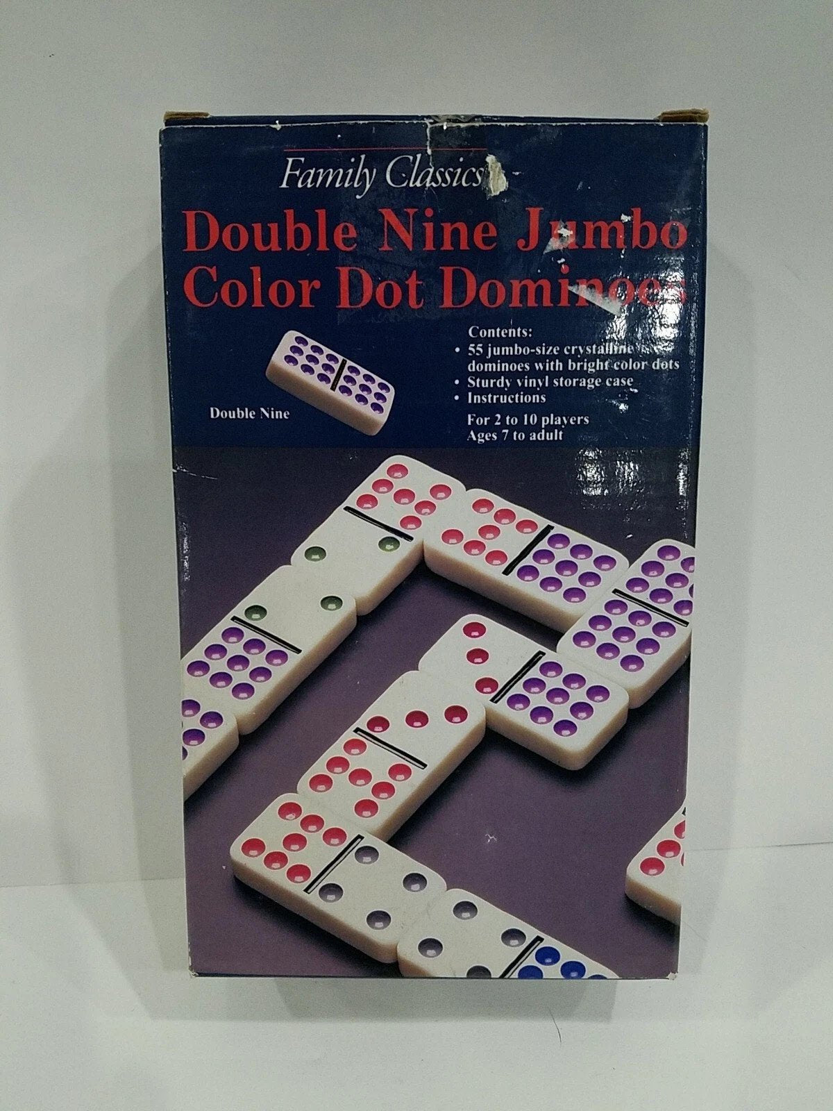 Pressman Jumbo Double Nine Dominoes Set with Colored Dots & Vinyl Case