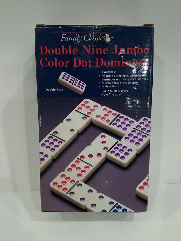 Pressman Jumbo Double Nine Dominoes Set with Colored Dots & Vinyl Case