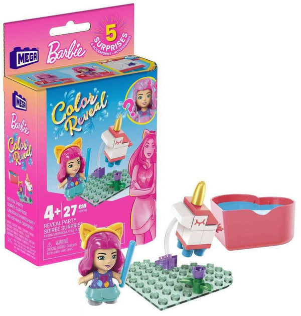 MEGA Barbie Color Reveal Party Building Set with Surprise Micro-Doll