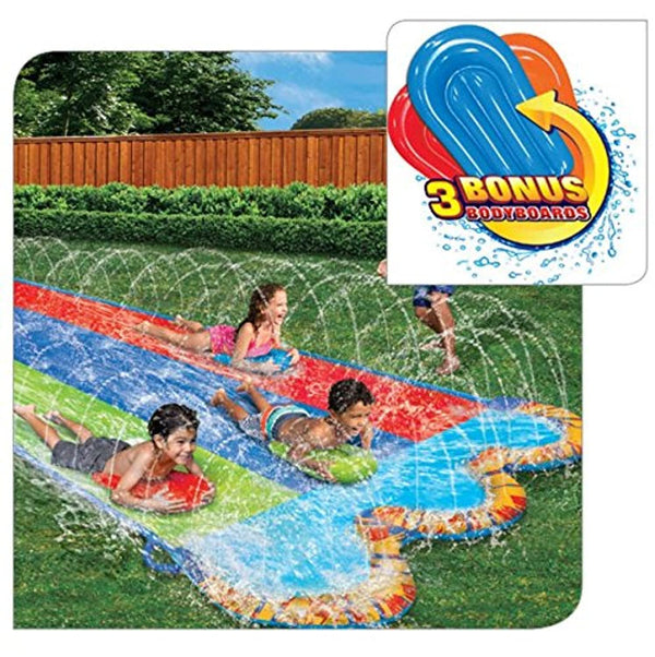 Banzai Triple Racer 16 Ft Water Slide with 3 Bodyboards