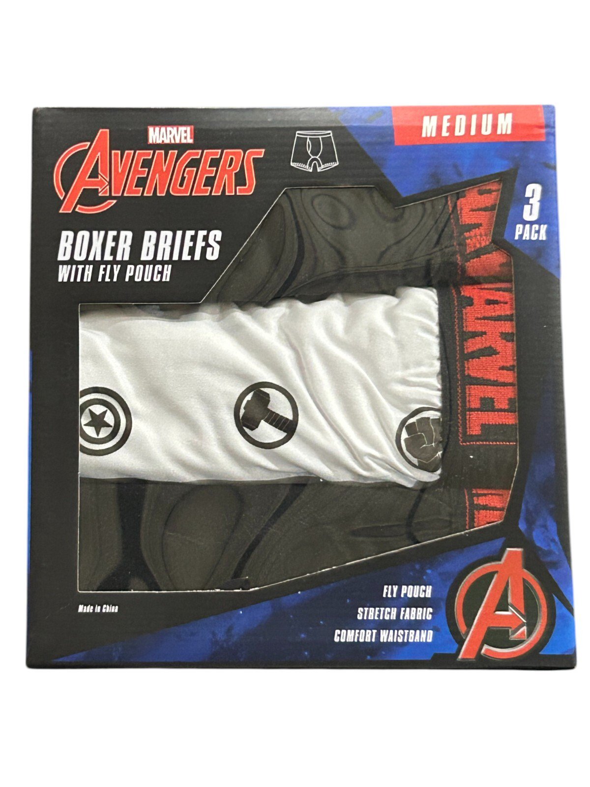 Briefly Stated Avengers Men's Boxer Briefs – 3-Pack, Size Medium
